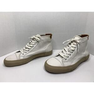 Frye Men's Size 9.5 Ludlow Cap-Toe White Leather Sneakers P128C